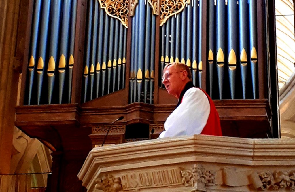 Bishop Peter during the Safeguarding service at Wells Cathedral