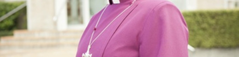 body shot of purple bishops shirt and cross generic
