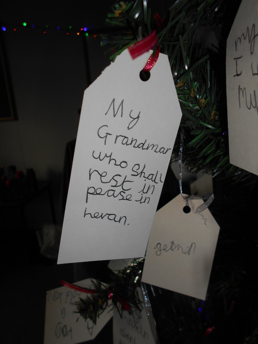 Prayer on Christmas tree