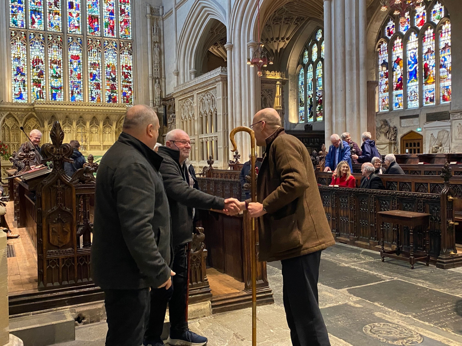Bishop Michael meeting worshippers at Bath Abbey