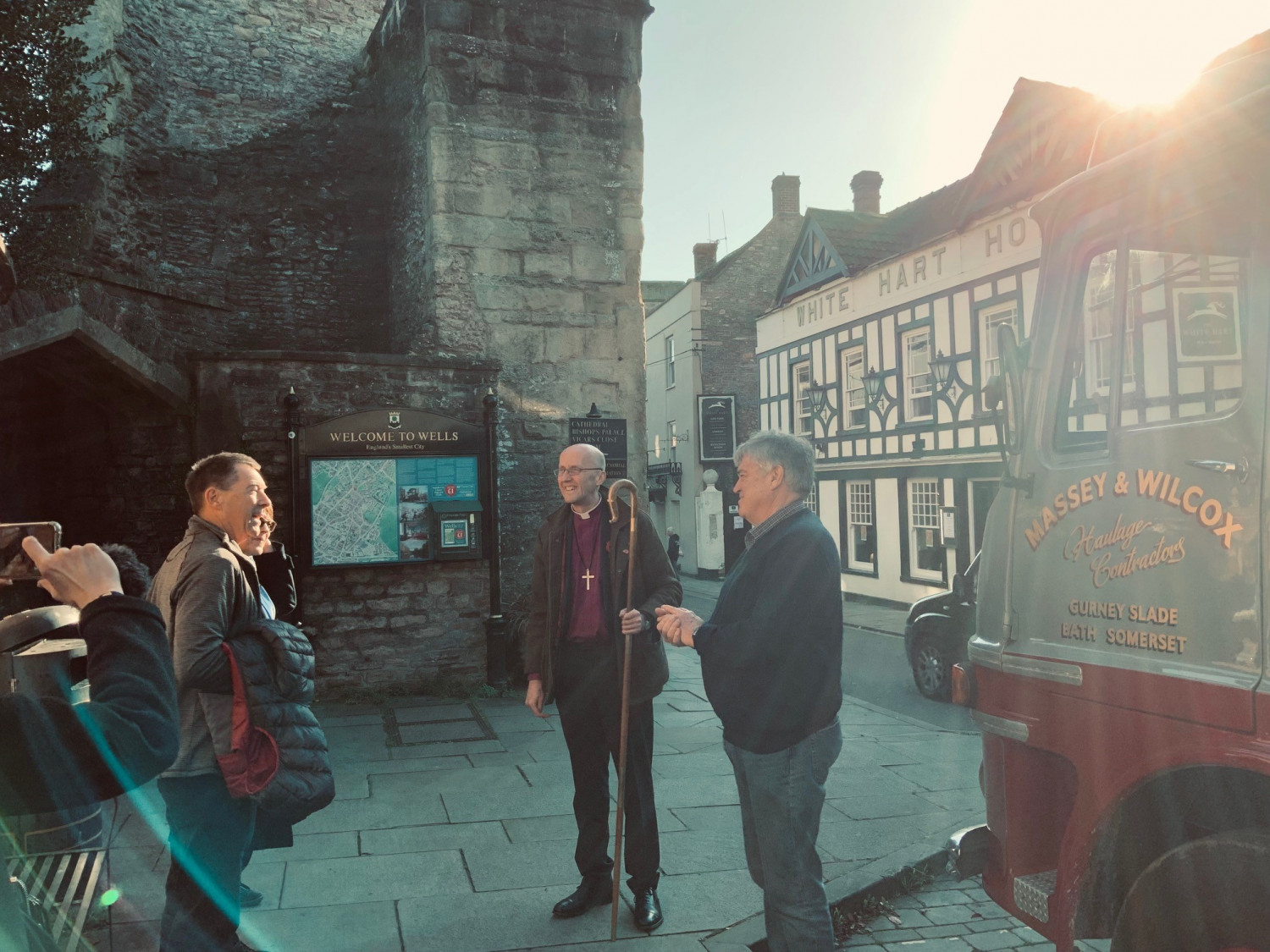 Bishop Michael in Wells with Massey Wilcox lorry