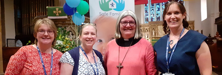 Bishop Ruth with Safe Families volunteers at Taunton Minster service