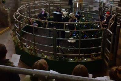 Open Carol Service for farmers from inside the livestock ring 